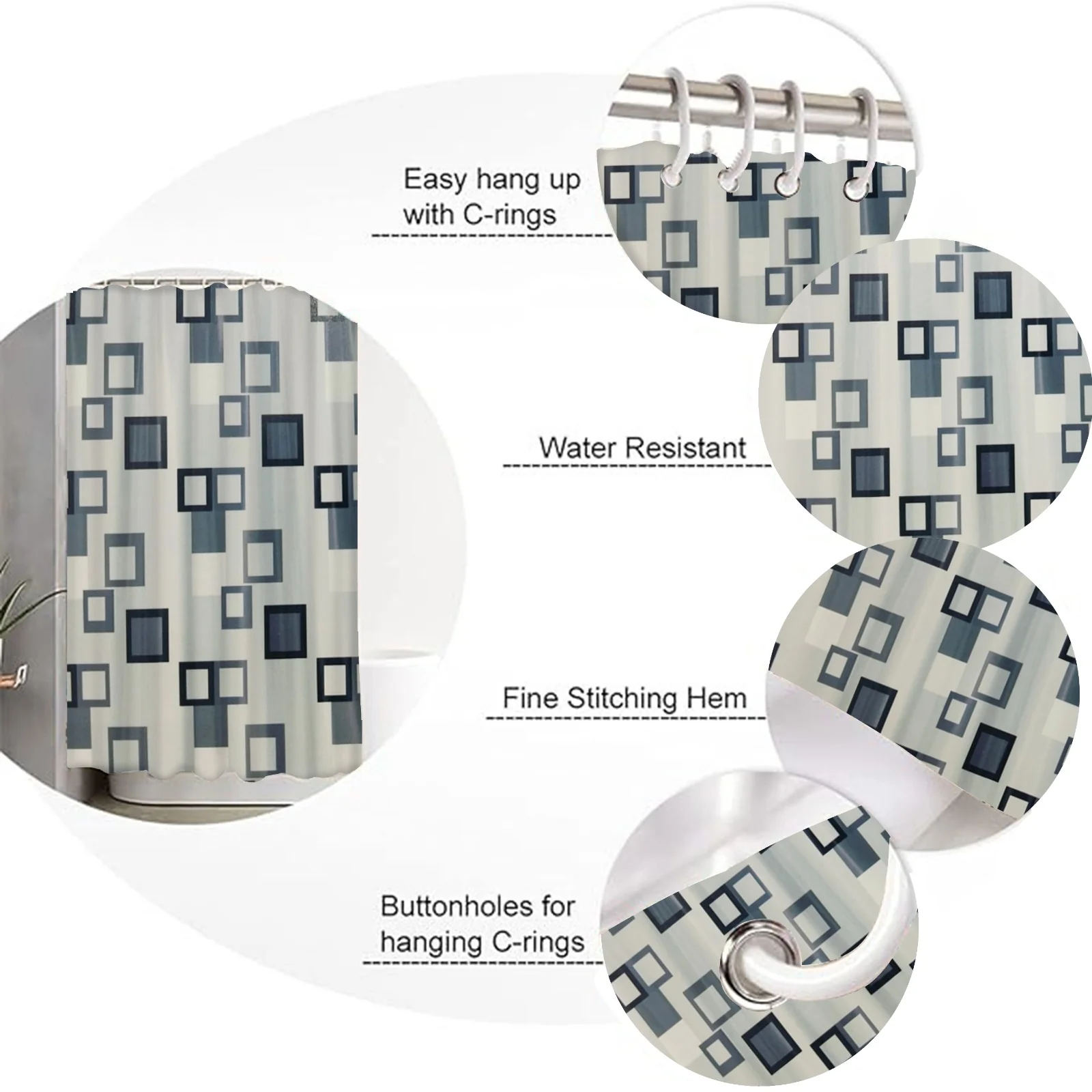 1 PC Waterproof Shower Curtain-Irregular  Circle - Image 3